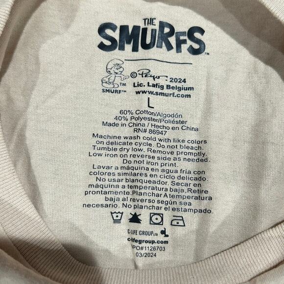 SMURFS "Call Me Big Papa" Graphic Tee NEW Tan SS Size L - Picture 4 of 5